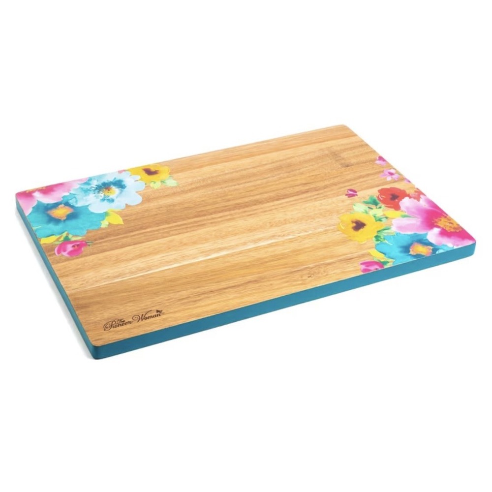 The Pioneer Woman Acacia Wood 12x18 Cutting Board Granny Cottage Core Floral - Picture 2 of 3